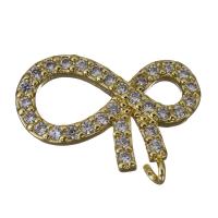 Brass Jewelry Finding, Bowknot, gold color plated, micro pave cubic zirconia Approx 1mm 