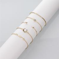 Zinklegierung Armband-Set, Armreif & Armband, mit Verlängerungskettchen von 7cm, goldfarben plattiert, 5 Stück & unisex & mit Strass, 17mmuff0c25mm, Innendurchmesser:ca. 57,61mm, Länge:ca. 6.7 ZollInch, ca. 7.09 ZollInch, ca. 7.49 ZollInch, 5SträngeStrang/Menge, verkauft von Menge