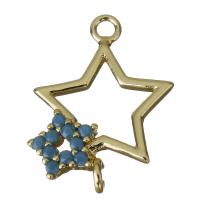 pièces de pendentif en laiton, étoile, Placage de couleur d'or, avec boucle Environ 1.5mm, Vendu par PC