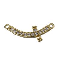 Cubic Zirconia Micro Pave Brass Connector, gold color plated, micro pave cubic zirconia & 1/1 loop Approx 1mm 