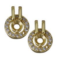 pièces de pendentif en laiton, Placage de couleur d'or, pavé de micro zircon 3mm, Vendu par PC