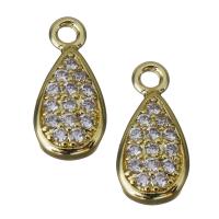 Cubic Zirconia Micro Pave Brass Pendant, Teardrop, gold color plated, micro pave cubic zirconia Approx 1.5mm 