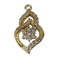 Cubic Zirconia Micro Pave Brass Pendant, gold color plated, micro pave cubic zirconia Approx 1.5mm 