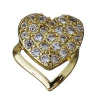 Brass Jewelry Finding, Heart, gold color plated, micro pave cubic zirconia 