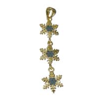 Cubic Zirconia Micro Pave Brass Pendant, Snowflake, gold color plated, micro pave cubic zirconia 44mm Approx 