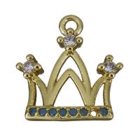 Cubic Zirconia Micro Pave Brass Pendant, Crown, gold color plated, micro pave cubic zirconia Approx 1.5mm 