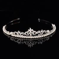 Bridal Tiaras, Zinc Alloy, with ABS Plastic Pearl, silver color plated, for woman & with rhinestone 