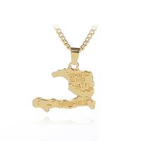 Zinc Alloy Necklace, Map, gold color plated, fashion jewelry & with letter pattern & for man Approx 17.7 Inch 