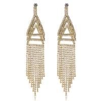 Iron Tassel Earring, with Rhinestone, fashion jewelry & for woman 