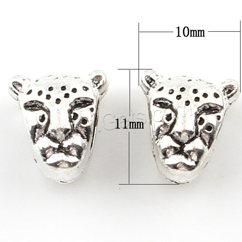 Zinklegierung Tier Perlen, Leopard, plattiert, großes Loch, keine, 10x10x8mm, Bohrung:ca. 5mm, ca. 166PCs/Tasche, verkauft von Tasche