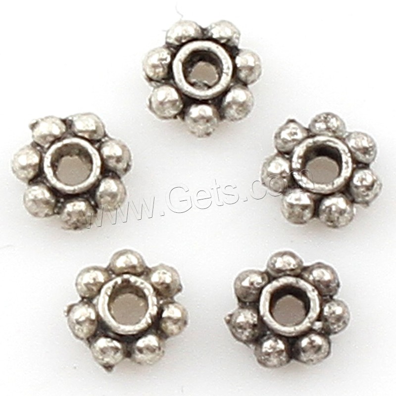 Zinc Alloy Spacer Beads, Flower, plated, more colors for choice, 4x4x2mm, Hole:Approx 2mm, Approx 1000PCs/Bag, Sold By Bag