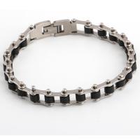 Edelstahl Armband, mit Silikon, plattiert, Modeschmuck & für den Menschen, 10mm, Länge:ca. 8.2 ZollInch, verkauft von Strang