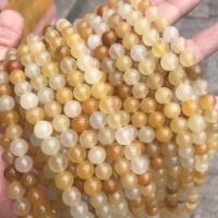 perles en Jade jaune, jaune de jade, Rond, poli, normes différentes pour le choix Environ 1mm, Vendu par brin