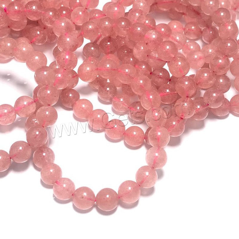 Strawberry Quartz goutte, Rond, normes différentes pour le choix, rose, Trou:Environ 1mm, Vendu par brin