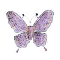 laiton broche, papillon, Placage de couleur argentée, pavé de micro zircon & pour femme Vendu par PC