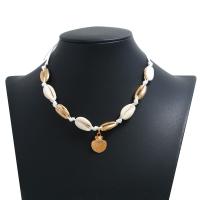 Collier de coquillages, coquille, avec corde en nylon, Placage, bijoux de mode & pour femme, blanc, Vendu par brin