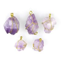 Pendentif Améthyste Février Birthstone, naturel, violet, 18-22x21.5-36x16-20mm Environ 3mm, Vendu par PC