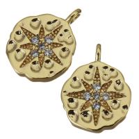 Cubic Zirconia Micro Pave Brass Pendant, gold color plated, micro pave cubic zirconia Approx 1.5mm 