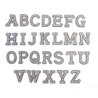 Strass Aufbügeln-Patches, Alphabet-Buchstabe, plattiert, Modeschmuck & DIY, Silberfarbe, 5.5cmx4.5cm, 26PCs/setzen, verkauft von setzen