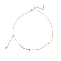 Acier titane collier, avec 4cm chaînes de rallonge, étoile, Placage de couleur d'or, bijoux de mode & chaîne ovale & pour femme, 40mm Environ 19.3 pouce, Vendu par brin