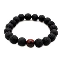 Lava Bead Bracelet, with Gemstone, Unisex 10mm 