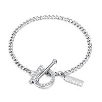 Titanium Steel Bracelet, plated, fashion jewelry & Unisex & micro pave cubic zirconia 14mm,22mm Approx 6.70 Inch 