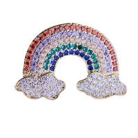 laiton broche, Arc en ciel, Placage de couleur d'or, pavé de micro zircon & pour femme Vendu par PC