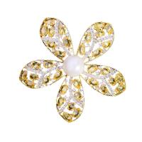 laiton broche, fleur, Placage de couleur d'or, pavé de micro zircon & pour femme, plus de couleurs à choisir Vendu par PC