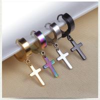 Stainless Steel Lever Back Earring, Cross, hypo allergic & punk style & Unisex 