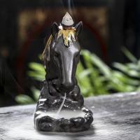 Incense Smoke Flow Backflow Holder Ceramic Incense Burner, Porcelain, Horse, for home and office & durable 