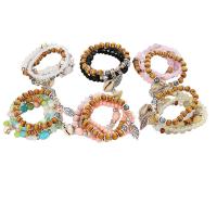 Pulseras de acrílico, con Nácar & Cristal & madera & aleación de zinc, chapado, multicapa & para mujer, más colores para la opción, 50*32mm, Vendido por Sarta