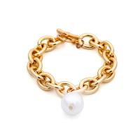 Pulseras de aluminio, con Perlas de plástico ABS, cadena oval & para mujer, más colores para la opción, 16mm, longitud:aproximado 6.7 Inch, Vendido por Sarta