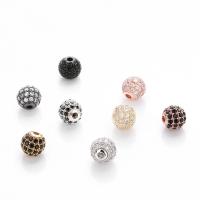 Cubic Zirconia Micro Pave Brass Beads, Round, plated, micro pave cubic zirconia 8mm Approx 2mm 