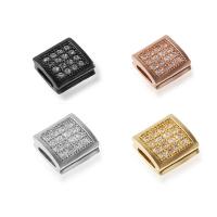 Cubic Zirconia Micro Pave Brass Beads, Square, plated, micro pave cubic zirconia Approx 2mm 