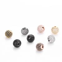 Cubic Zirconia Micro Pave Brass Beads, Round, plated, micro pave cubic zirconia 10mm Approx 2mm 