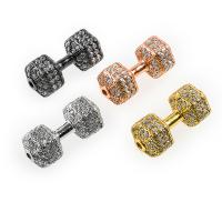 Cubic Zirconia Micro Pave Brass Beads, Barbell, plated, micro pave cubic zirconia Approx 1mm 