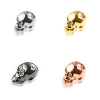 Cubic Zirconia Micro Pave Brass Beads, Skull, plated, micro pave cubic zirconia Approx 2mm 