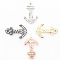 Cubic Zirconia Micro Pave Brass Pendant, Anchor, plated, micro pave cubic zirconia Approx 1mm 