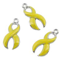 Zinc Alloy Enamel Pendants, Awareness Ribbon, platinum color plated, yellow Approx 1mm 