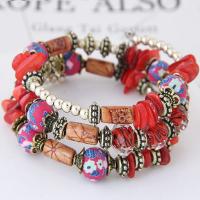 Fashion Zinc Alloy Bracelets, with Polymer Clay & Shell, plated, Bohemian style & for woman 30mm, Inner Approx 50mm 