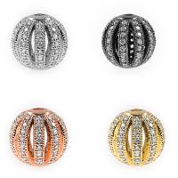 Cubic Zirconia Micro Pave Brass Beads, Round, plated, micro pave cubic zirconia & hollow Approx 1mm 