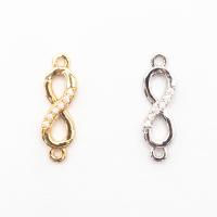 Cubic Zirconia Micro Pave Brass Connector, Infinity, plated, micro pave cubic zirconia & 1/1 loop & hollow Approx 1mm 