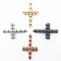 Cubic Zirconia Micro Pave Brass Connector, Cross, plated, micro pave cubic zirconia & 1/1 loop Approx 1mm 