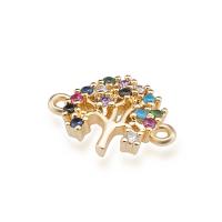 Cubic Zirconia Micro Pave Brass Connector, Tree, gold color plated, micro pave cubic zirconia & 1/1 loop Approx 1mm 