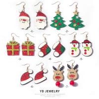 Iron Drop Earring, with Cloth, iron earring hook, Christmas Sock, plated, Christmas Design & for woman 