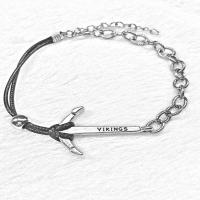 Fashion Zinc Alloy Bracelets, with waxed cord, with 5cm extender chain, Anchor, silver color plated, Unisex & oval chain nickel, lead & cadmium free, 200mm Approx 7.8 Inch 