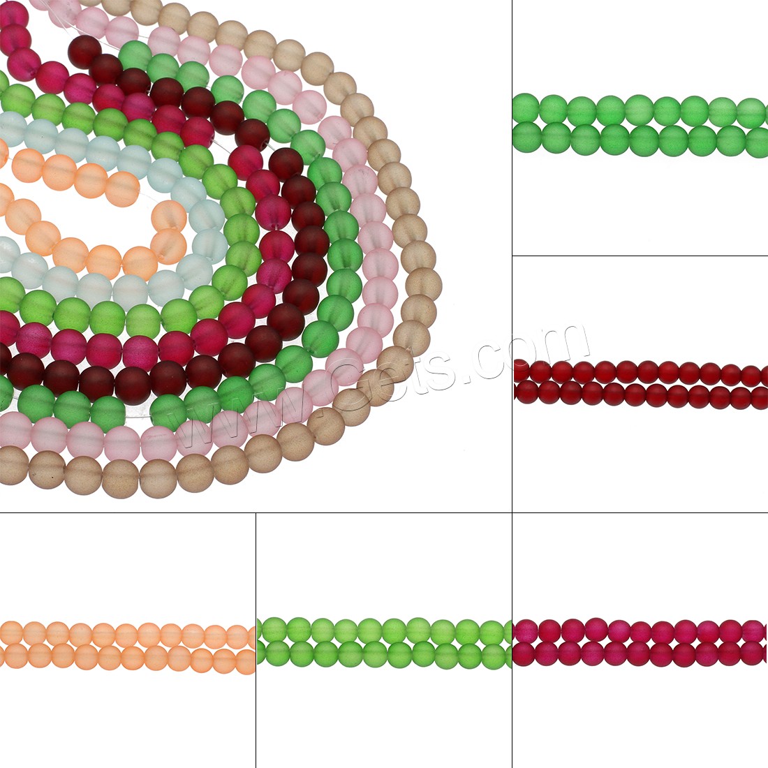 Des billes de verre goutte, Rond, normes différentes pour le choix & givré, plus de couleurs à choisir, Vendu par brin