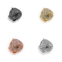 Zirkonia Micro pflastern Korn, Messing, Leopard, plattiert, Micro pave Zirkonia, keine, 13.7x14mm, Bohrung:ca. 2mm, 5PCs/Menge, verkauft von Menge