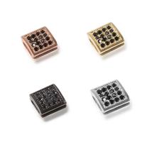 Zirkonia Micro pflastern Korn, Messing, Quadrat, plattiert, Micro pave Zirkonia, keine, 9.1x9.1mm, Bohrung:ca. 2mm, 5PCs/Menge, verkauft von Menge