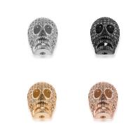 Cubic Zirconia Micro Pave Brass Beads, Skull, plated, micro pave cubic zirconia Approx 2mm 